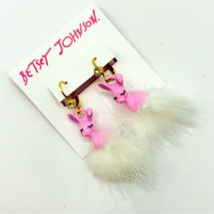 Betsey Johnson Pink & White Fluffy Bunny